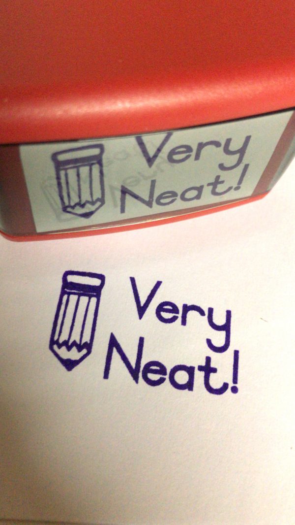 Self-inking Stamp with Word & Picture - Pencil - Very Neat!