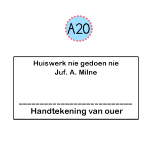 30mmx55mm plastic handle stamp - Huiswerk nie gedoen