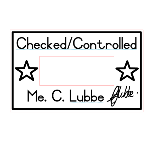 30mmx50mm adjustable date stamp - Checked/Controlled with Name Stars