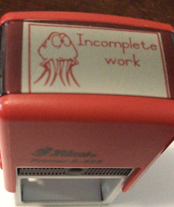 - Incomplete work octopus 24mmx41mm self inking stamp