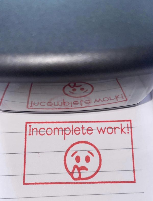 - Sad emoji - Incomplete work 24mmx41mm self inking stamp