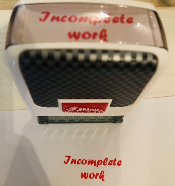 Incomplete work 14mmx38mm self inking stamp