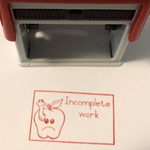 - Sad apple and worm - Incomplete work 24mmx41mm self inking stamp