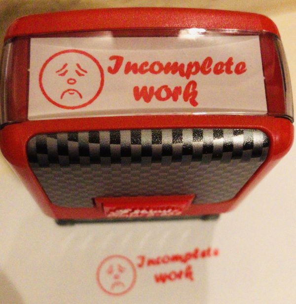 Incomplete work 14mmx38mm self inking stamp