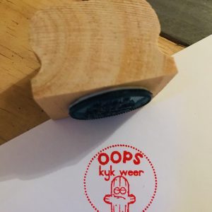Kaktus oops kyk weer 3cmx3cm wooden stamp