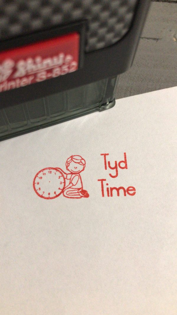 - Time/Tyd 14mmx38mm self inking stamp