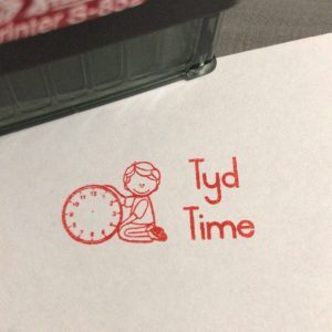 - Time/Tyd 14mmx38mm self inking stamp