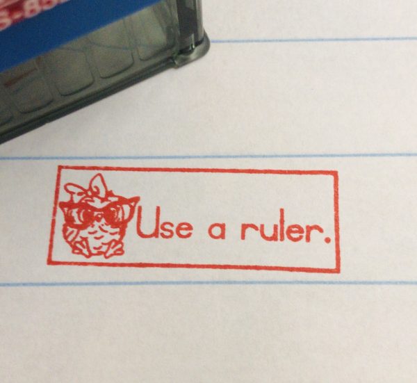 Use a ruler 14mmx38mm self inking