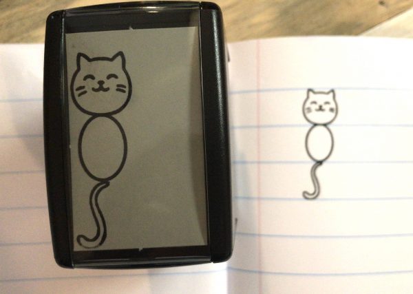 17mm self inking cat stamp - Total size 51mm