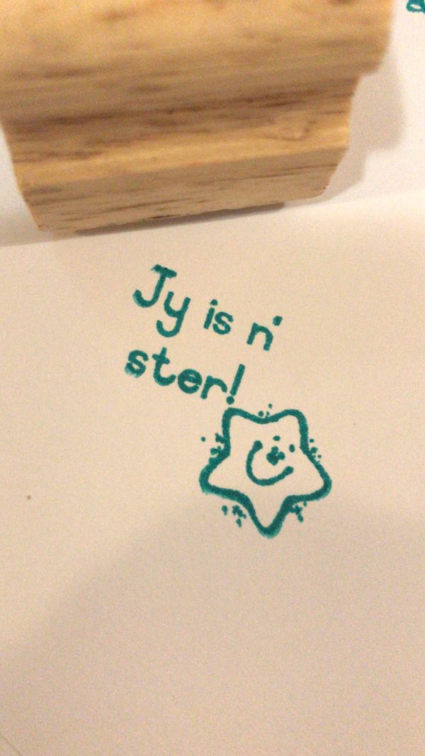 3cmx3cm wooden stamp - Jy is n ster!