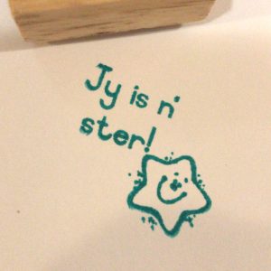 3cmx3cm wooden stamp - Jy is n ster!