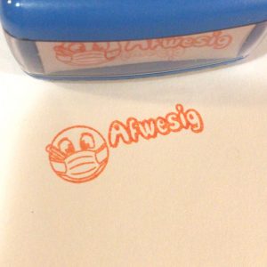 Emoji with mask - 14mmx38mm self inking stamp