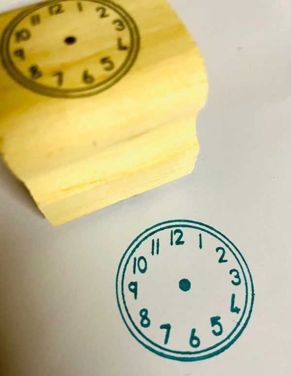 4cmx4cm wooden stamp - Big Clock