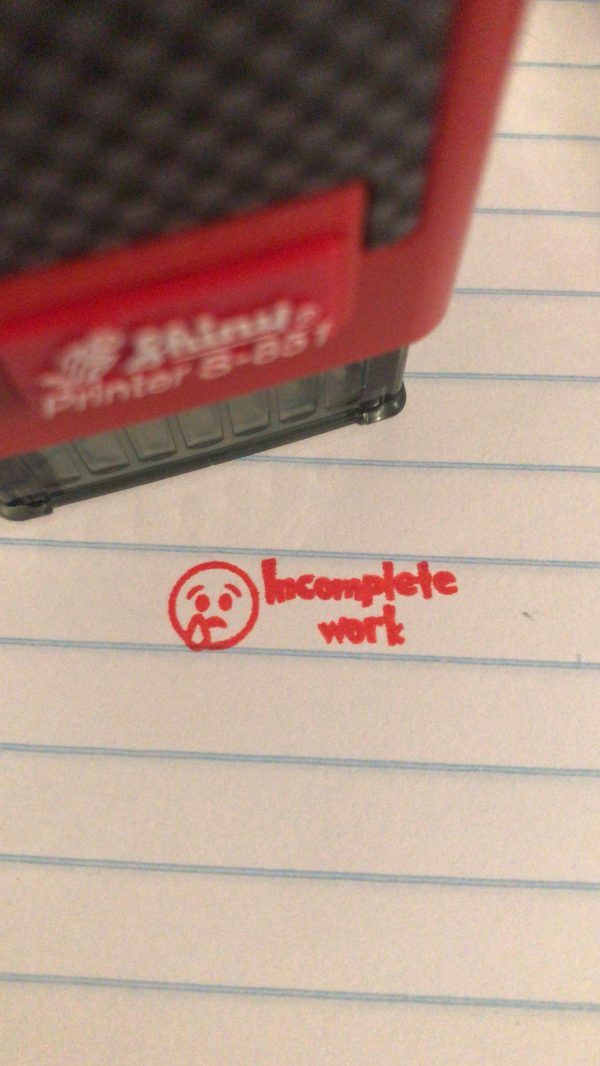 Incomplete work - 10mmx26mm self inking stamp