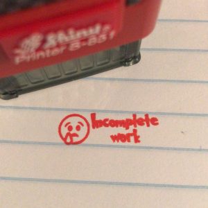 Incomplete work - 10mmx26mm self inking stamp