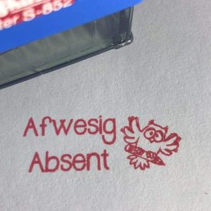 Owl - Absent/Afwesig 14mmx38mm self inking stamp