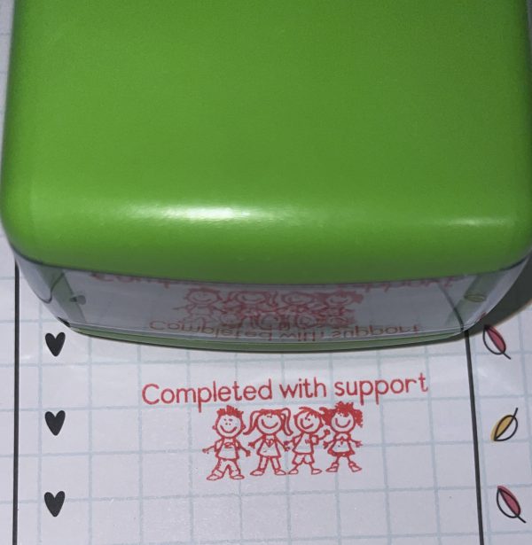 Completed with support -  14mmx38mm self inking stamp