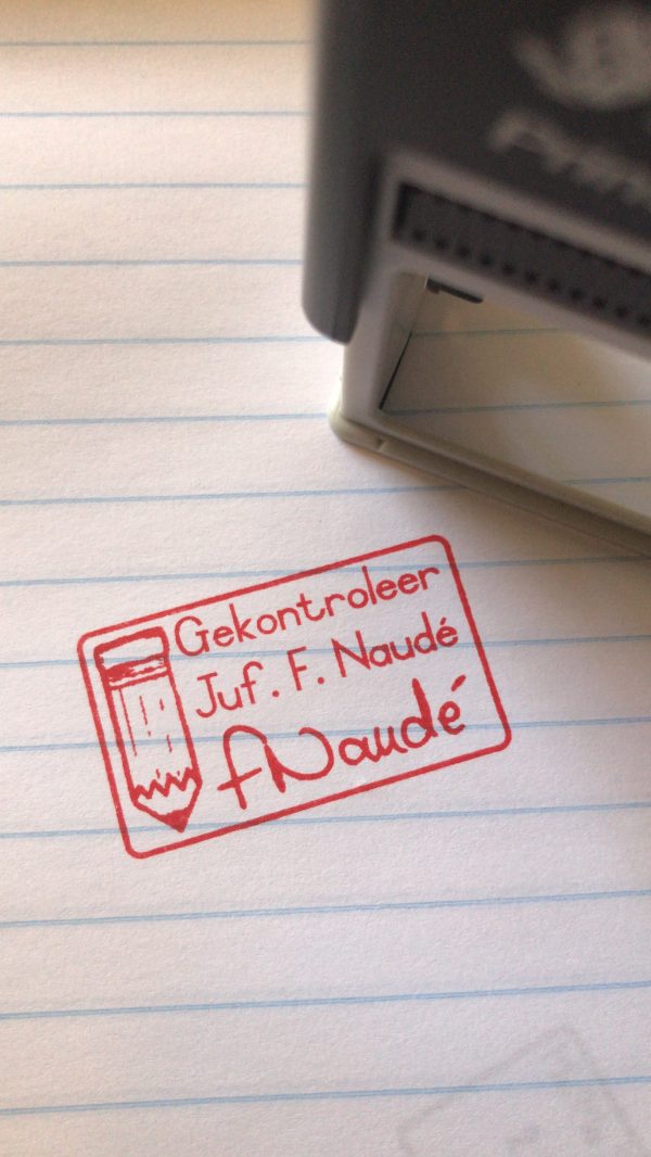 Potlood Gekontroleer - 24mmx41mm self inking stamp