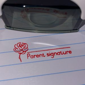 Rose parent signature - 14mmx38mm self inking stamp