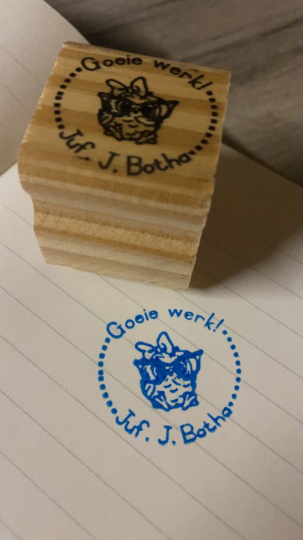 3cmx3cm wooden stamp  - Good Work with Name