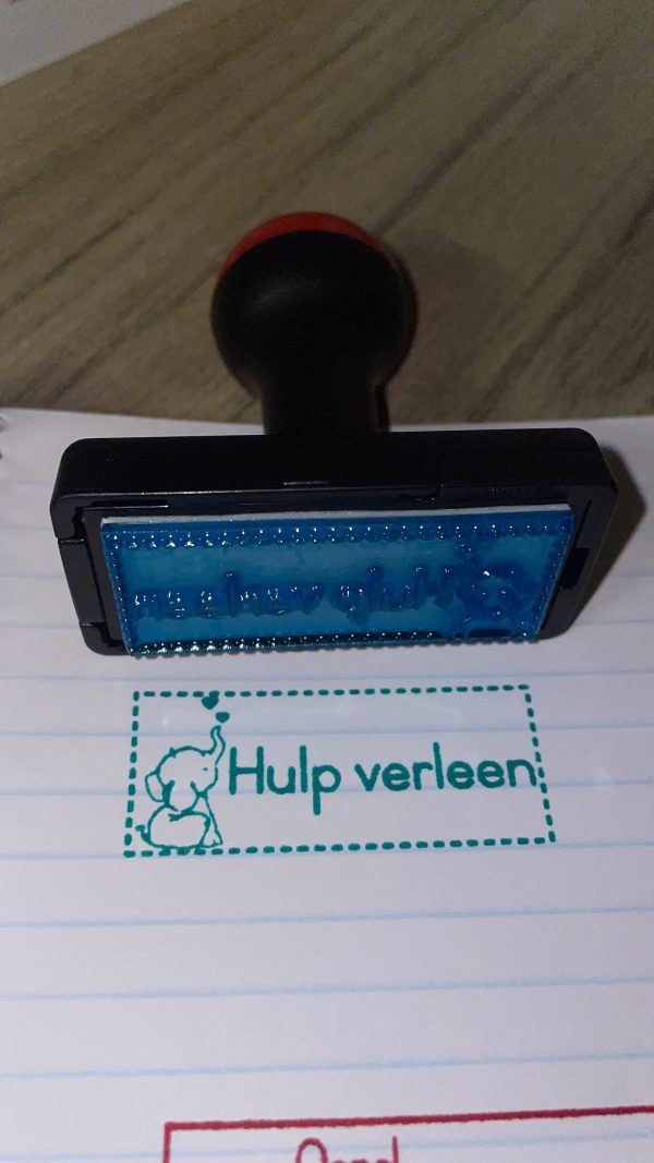 Olifant hulp verleen - 20mmx50mm plastic handle stamp