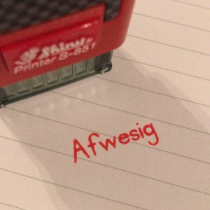 Afwesig - 10mmx26mm self inking stamp