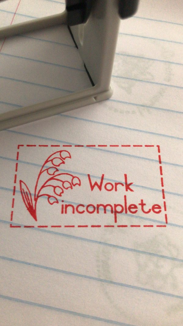 Flower work incomplete - 24mmx41mm self inking stamp