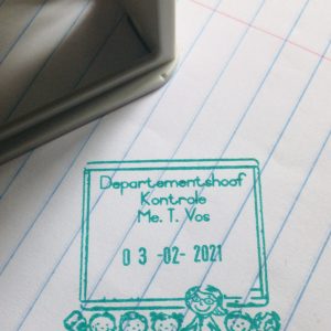 School children and teacher 42mmx42mm square stamp