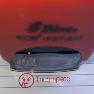 Incomplete - 10mmx26mm self inking stamp