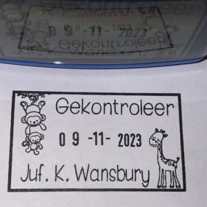30mmx50mm adjustable date stamp - Giraffe & Monkey