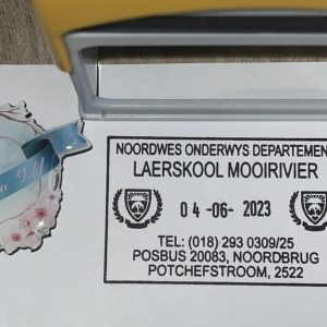30mmx50mm adjustable date stamp - School logo and wording