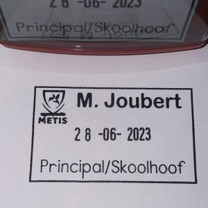 30mmx50mm adjustable date stamp - School logo and wording
