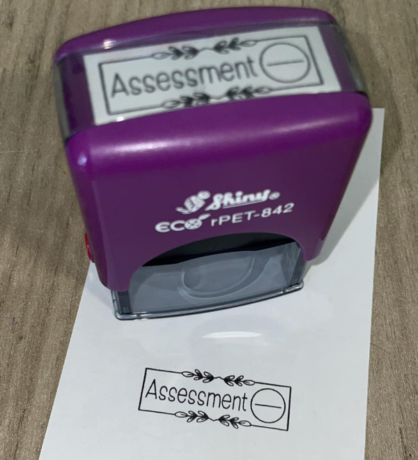 14mmx38mm self inking stamp - Assessment with mark circle