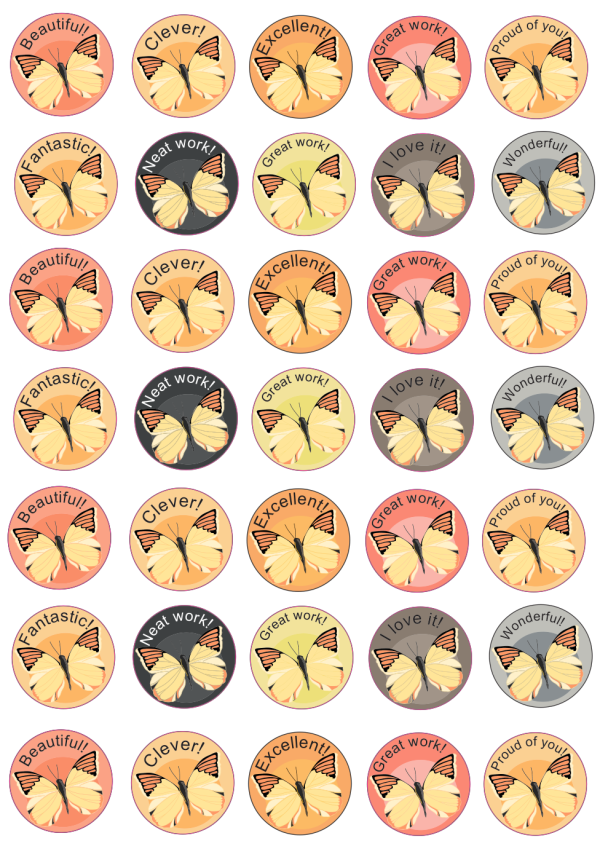A5 vinyl sticker page – Size of stickers 25mm (35 stickers)