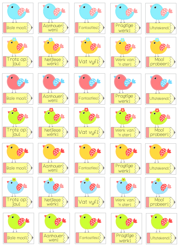 A5 vinyl sticker page – Size of stickers 25mm (35 stickers)