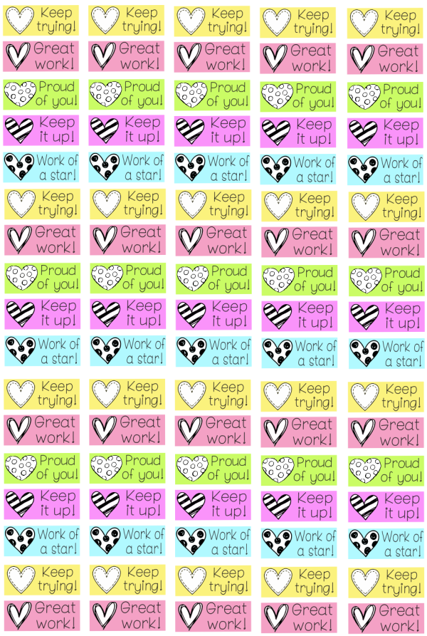 A5 vinyl sticker page – Size of stickers 25mmx10mm (85 stickers)