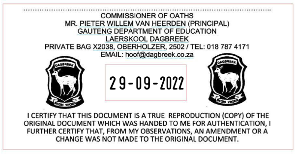 Commissioner of Oaths - 64mmx40mm adjustable date stamp