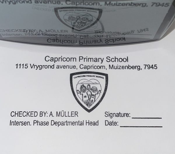 School stamp 75mmx38mm self inking stamp