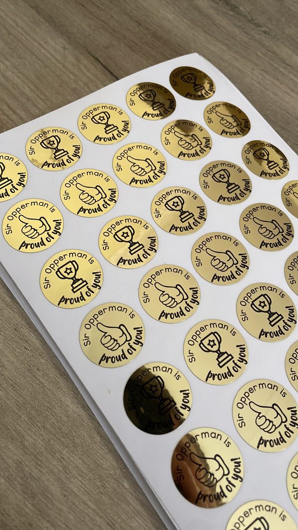 Gold vinyl sticker A5 page - 25mmx25mm