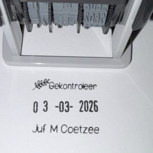 Leaf 18mmx25mm dater (Short wording only – Text size above date 5mm/Text size beneath date 5mm)