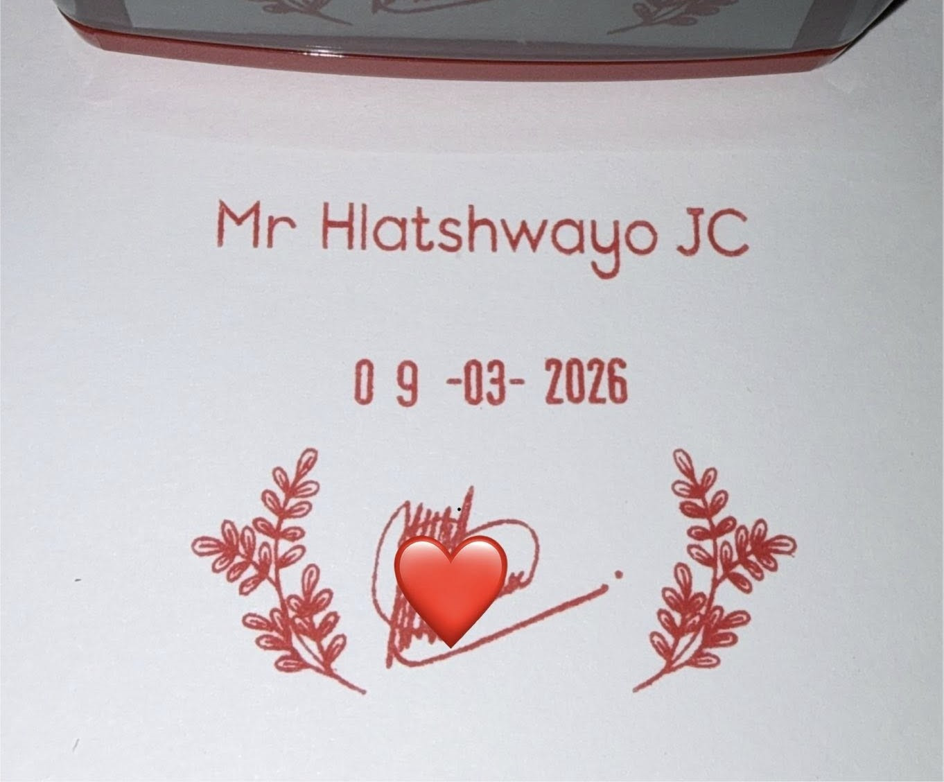 Leaf 42mmx42mm dater stamp