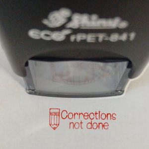 10mmx26mm self inking stamp - Corrections