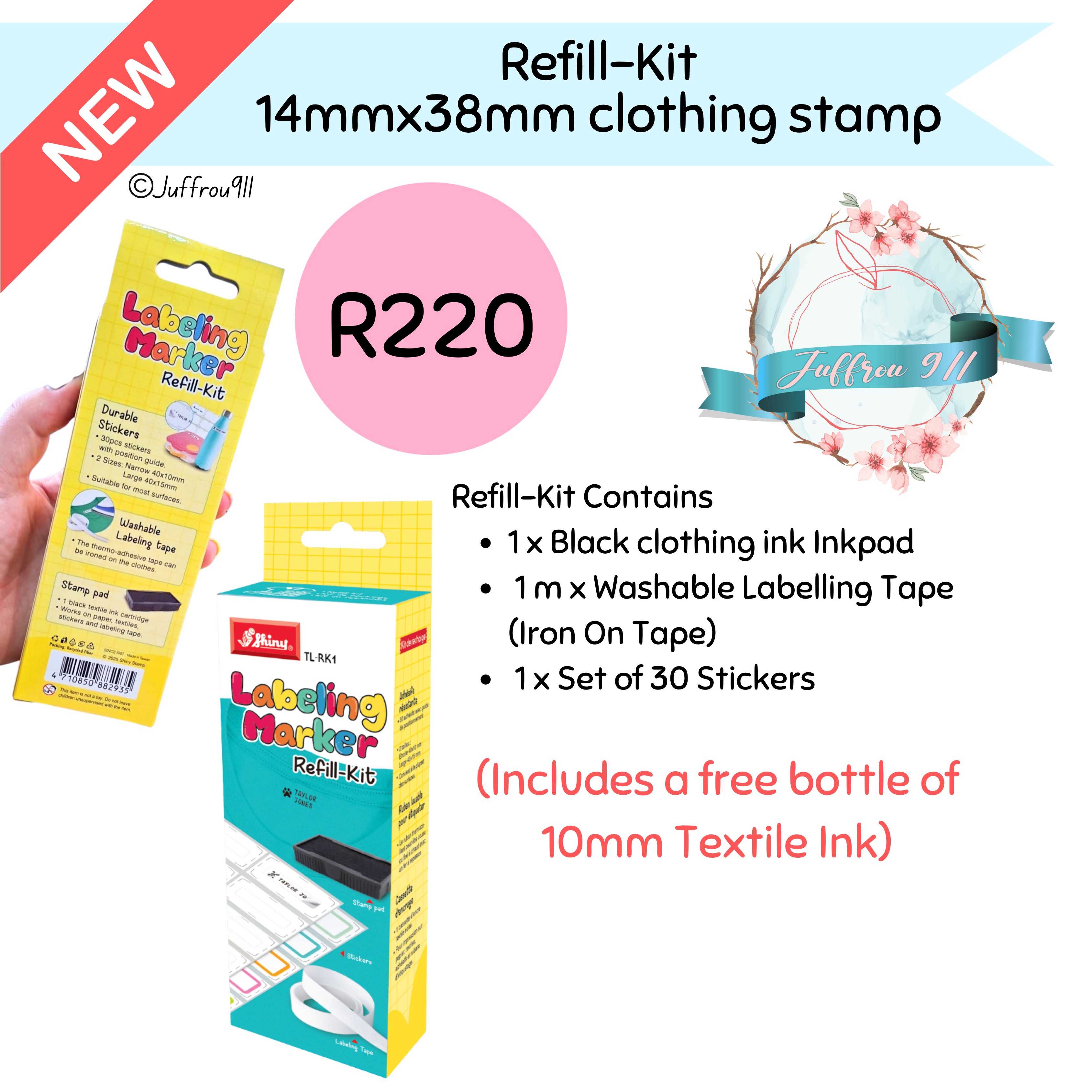 Refill Kit - (Includes a free bottle of 10mm clothing Ink)